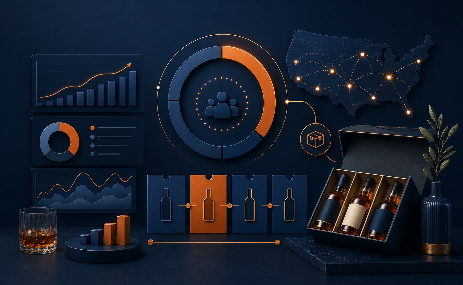 Bottle club economics and recurring revenue dashboard concept